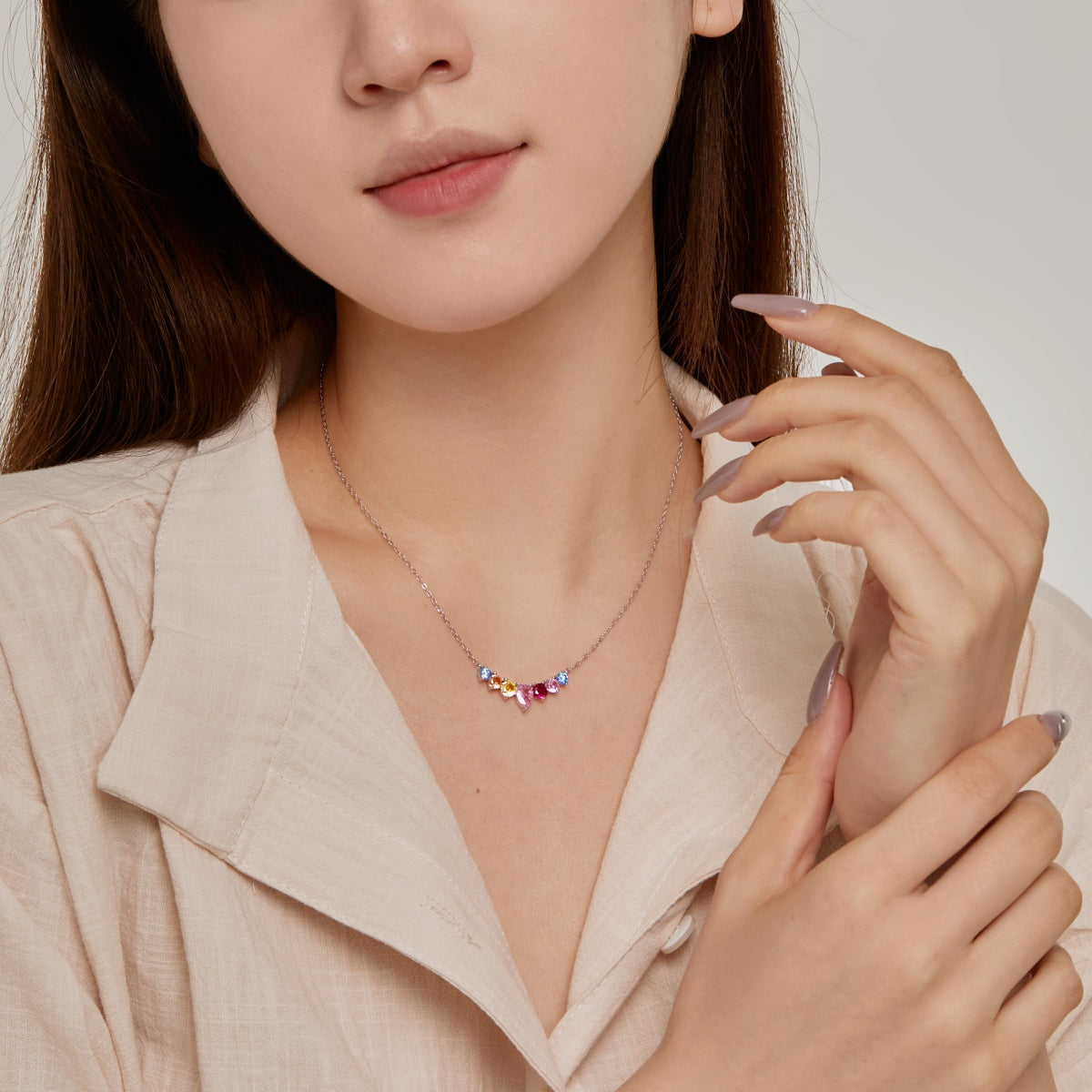 [Elitejewels]Dainty Colorful Heart Necklace