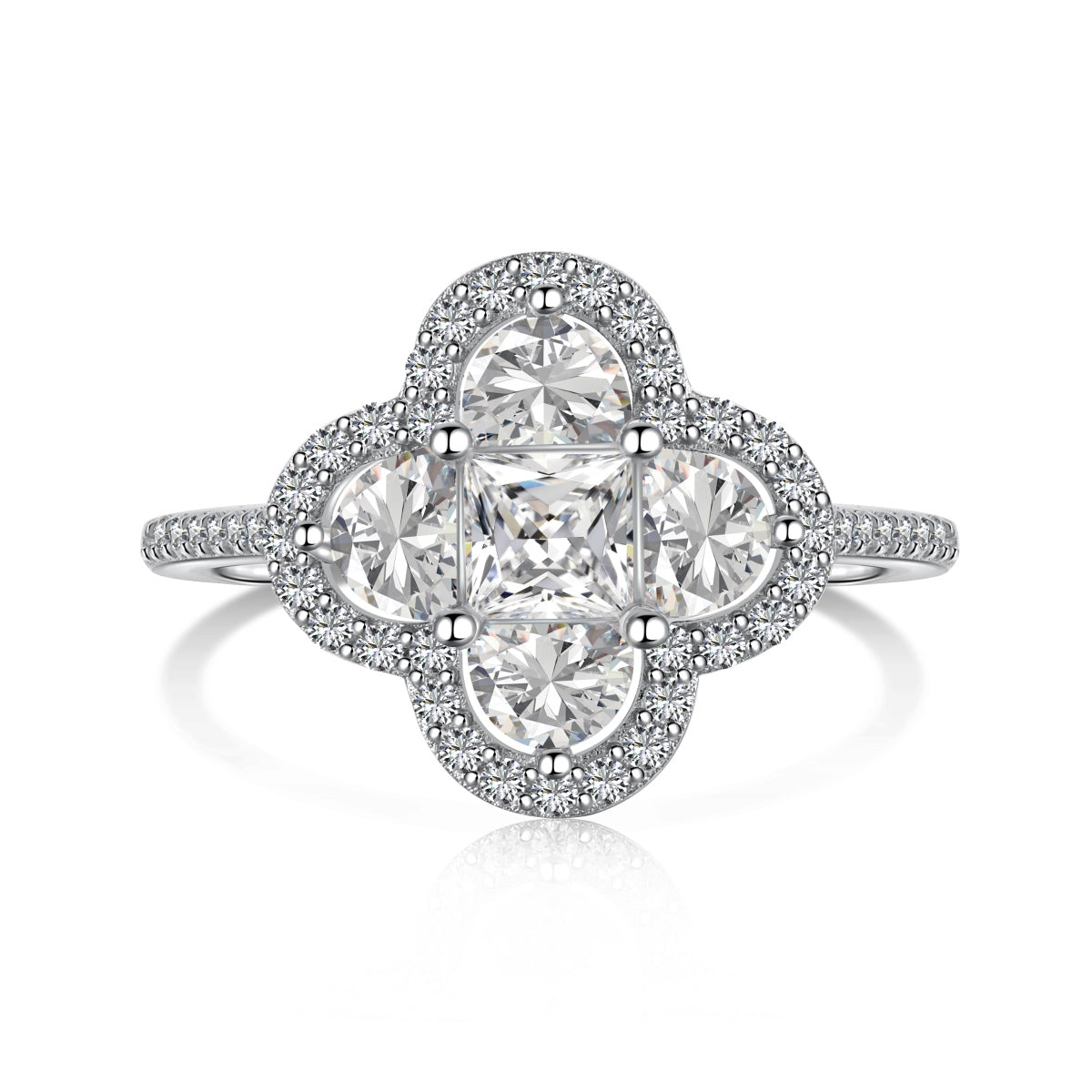 [Elitejewels]Luxurious Eternity Flower Shape Banquet Ring