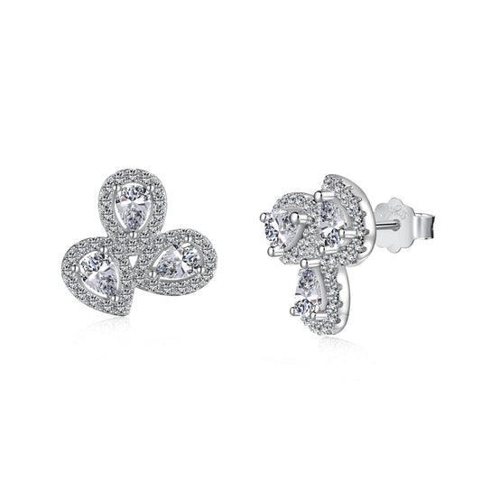 [Elitejewels]Ornate Flower Shape Pear Cut Lover Earrings