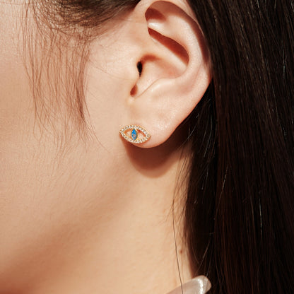 [Elitejewels]Blue Devil Eyes Hollow Stud Earrings