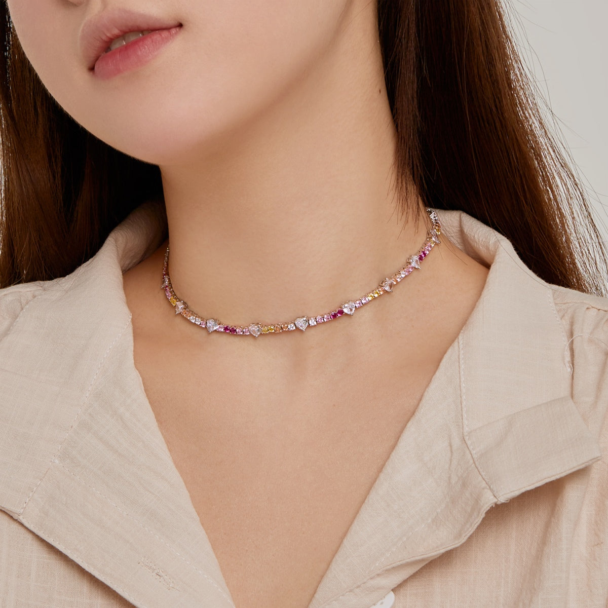 [Elitejewels]Delicate Colorful Rainbow Tennis Chain