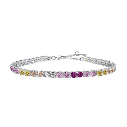 [Elitejewels]Radiant Colorful Round Cut Tennis Bracelet