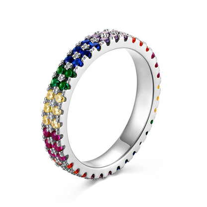 [Elitejewels]Unique Colorful Round Cut Tennis Ring