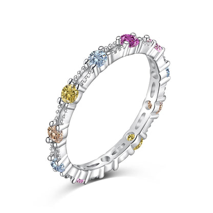 [Elitejewels] Funkelnder, farbenfroher Tennisring mit Rundschliff