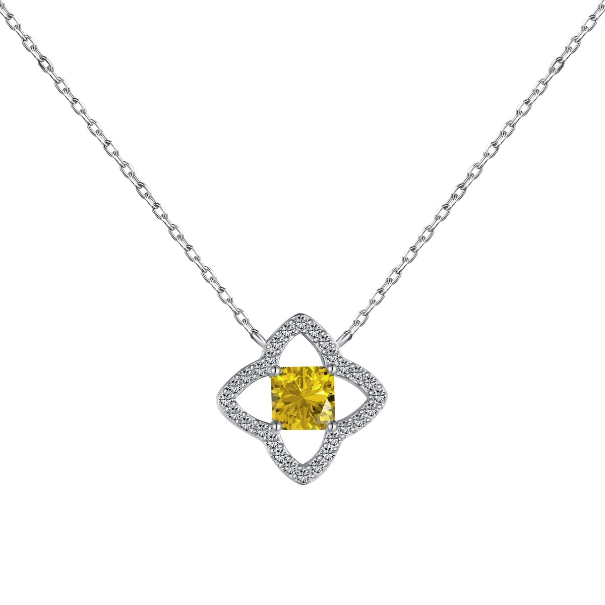 [Elitejewels]Exquisite Flower Shape Princess Cut Necklace