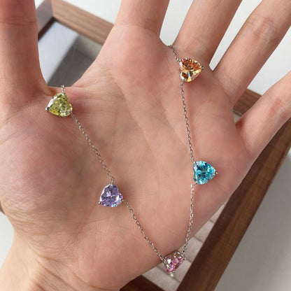 [Elitejewels]Funkelnde bunte Halskette mit Herzschliff