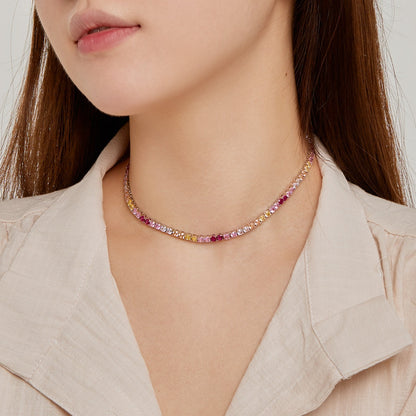 [Elitejewels]Delicate Colorful Tennis Necklace