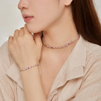 [Elitejewels]ロマンチックなハートシェイプラウンドカットラバーブレスレット