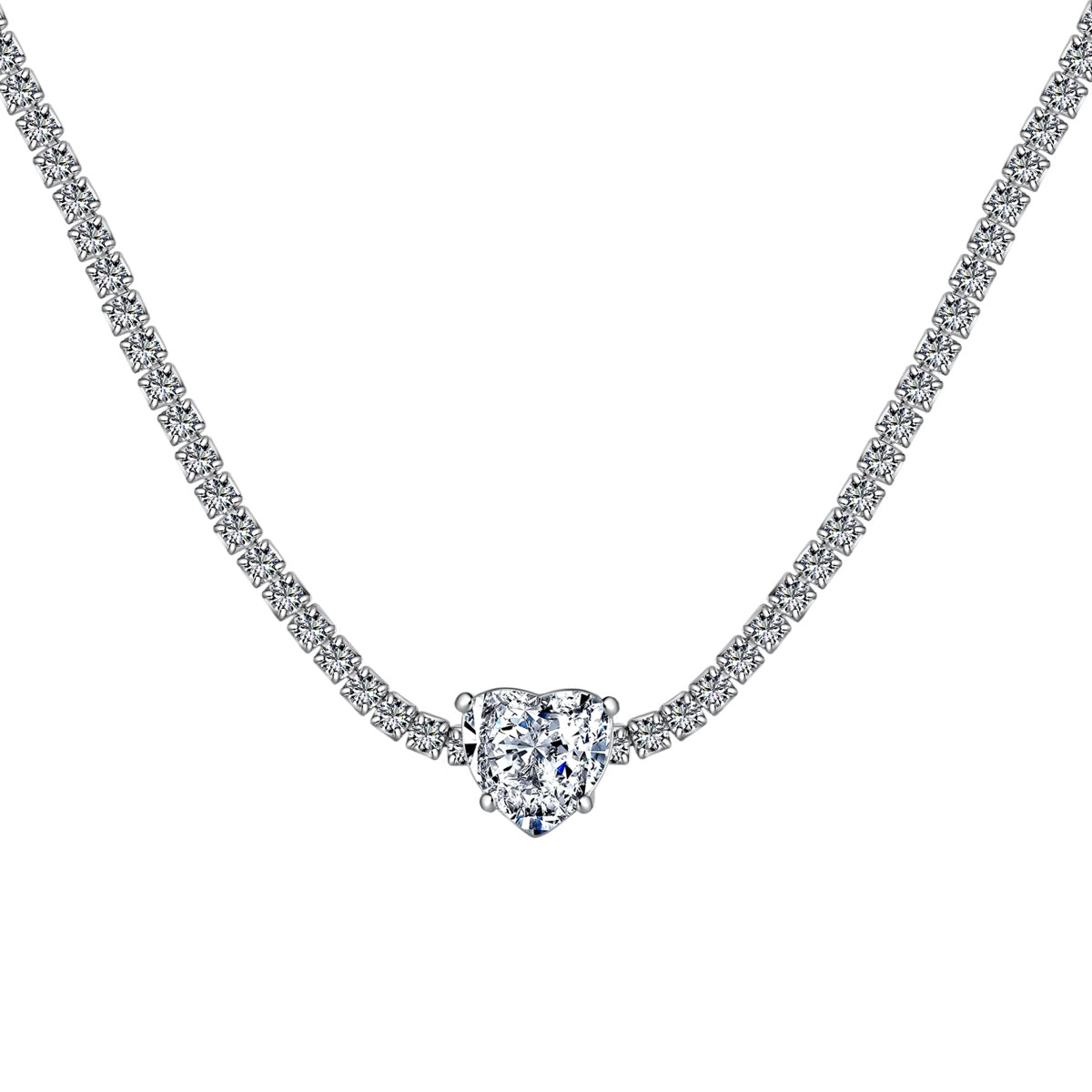 [Elitejewels]2.0 Carat Sparkling Tennis Heart Cut Necklace