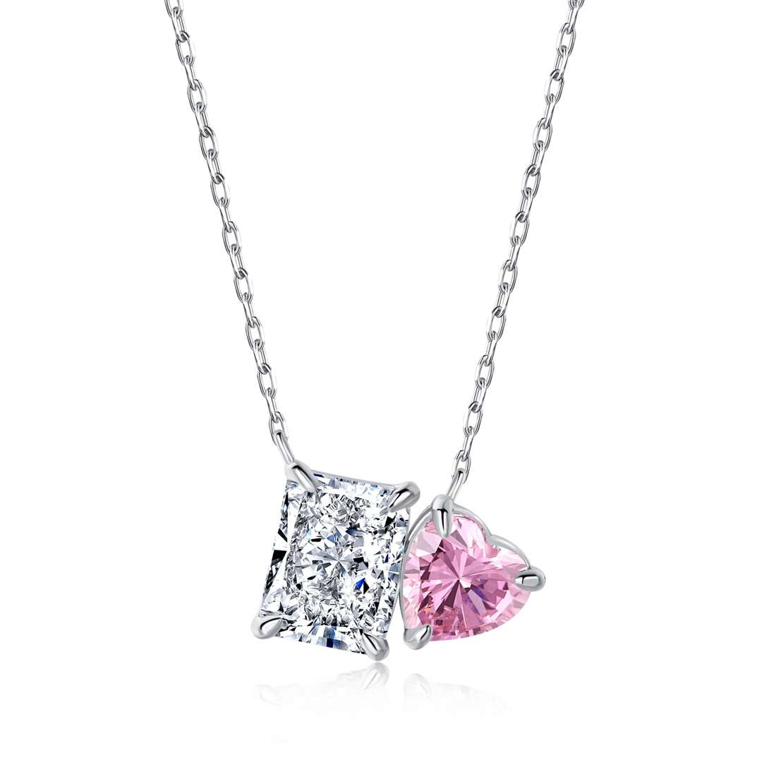 [Elitejewels]Dazzling Square & Heart Shape Necklace