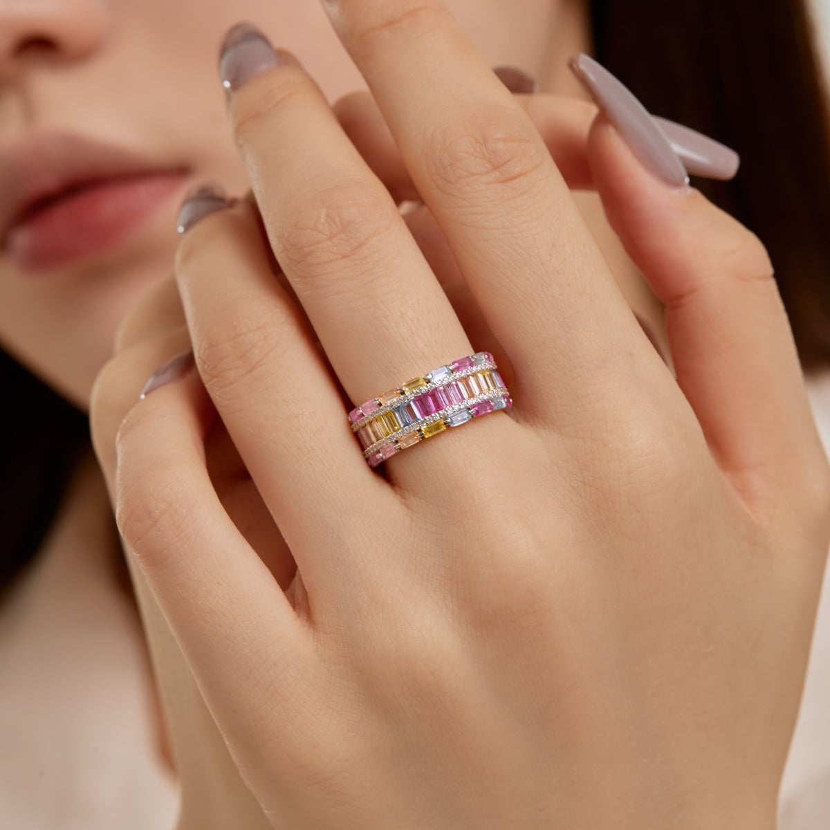 [Elitejewels]Dazzling Colorful Radiant Cut Party Ring