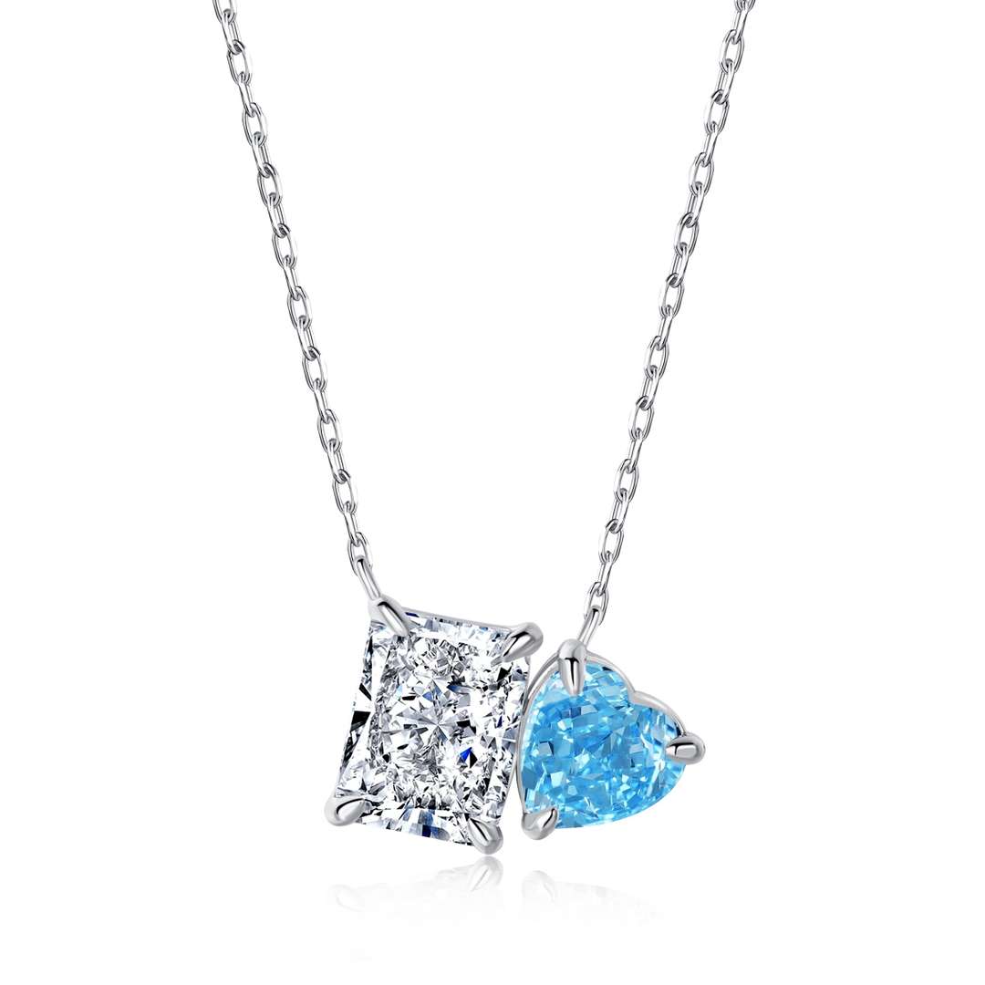 [Elitejewels]Dazzling Square & Heart Shape Necklace