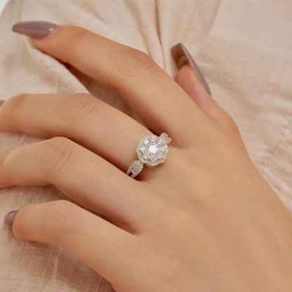 [Elitejewels]Delicate Colorful Round Cut Flower Shape Wedding Ring