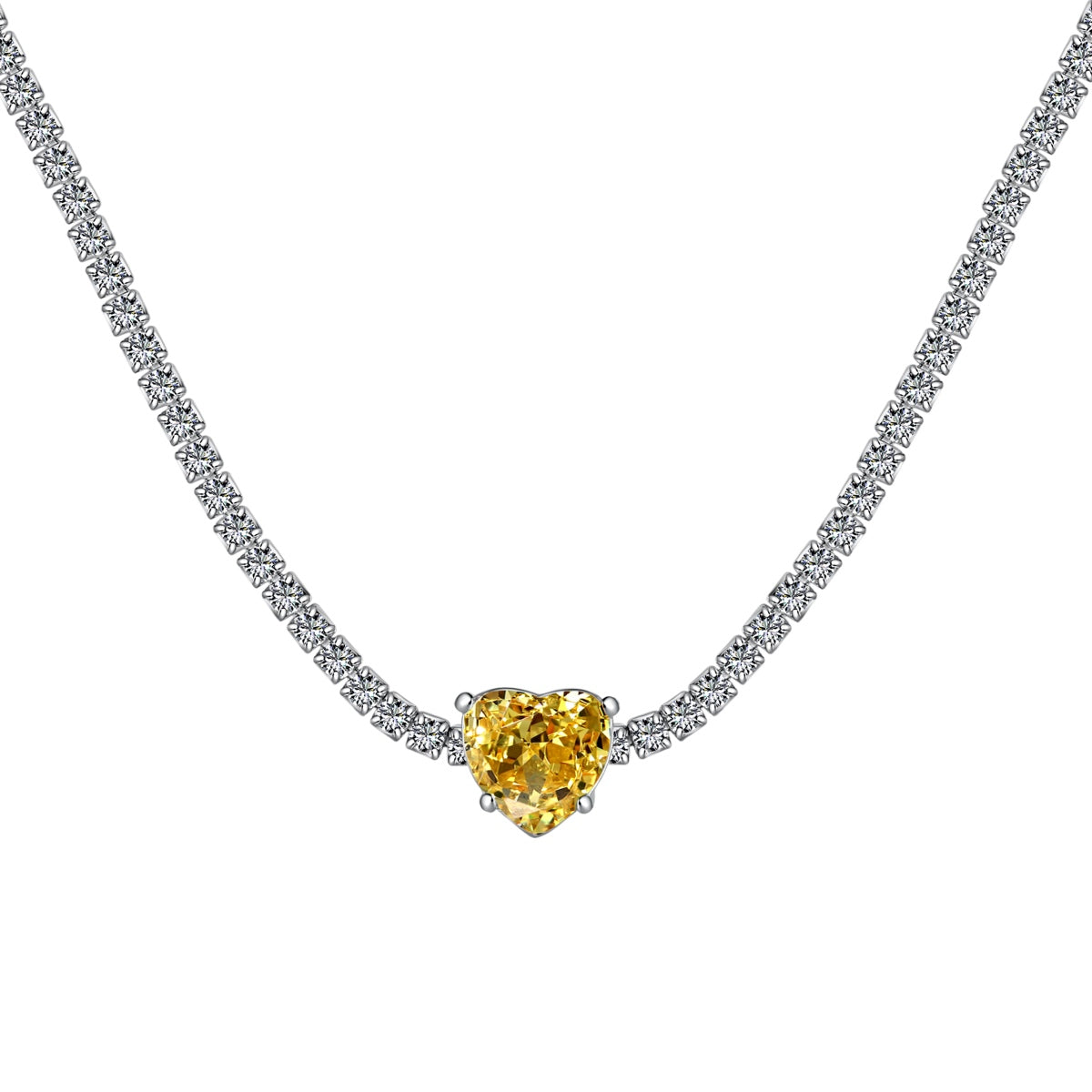 [Elitejewels]2.0 Carat Sparkling Tennis Heart Cut Necklace