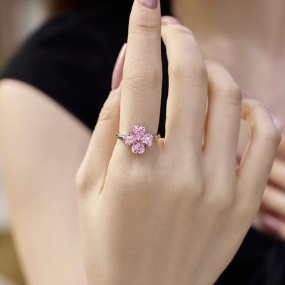 [Elitejewels]Heart-shaped Four-Leaf Clover Ball Ring