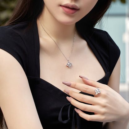 [Elitejewels]Four-Leaf Clover And Eight-Pointed Star Necklace