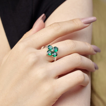 [Elitejewels]Four-Leaf Clover Eight-Pointed Star Ring