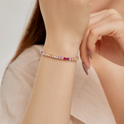 [Elitejewels]Radiant Colorful Round Cut Tennis Bracelet