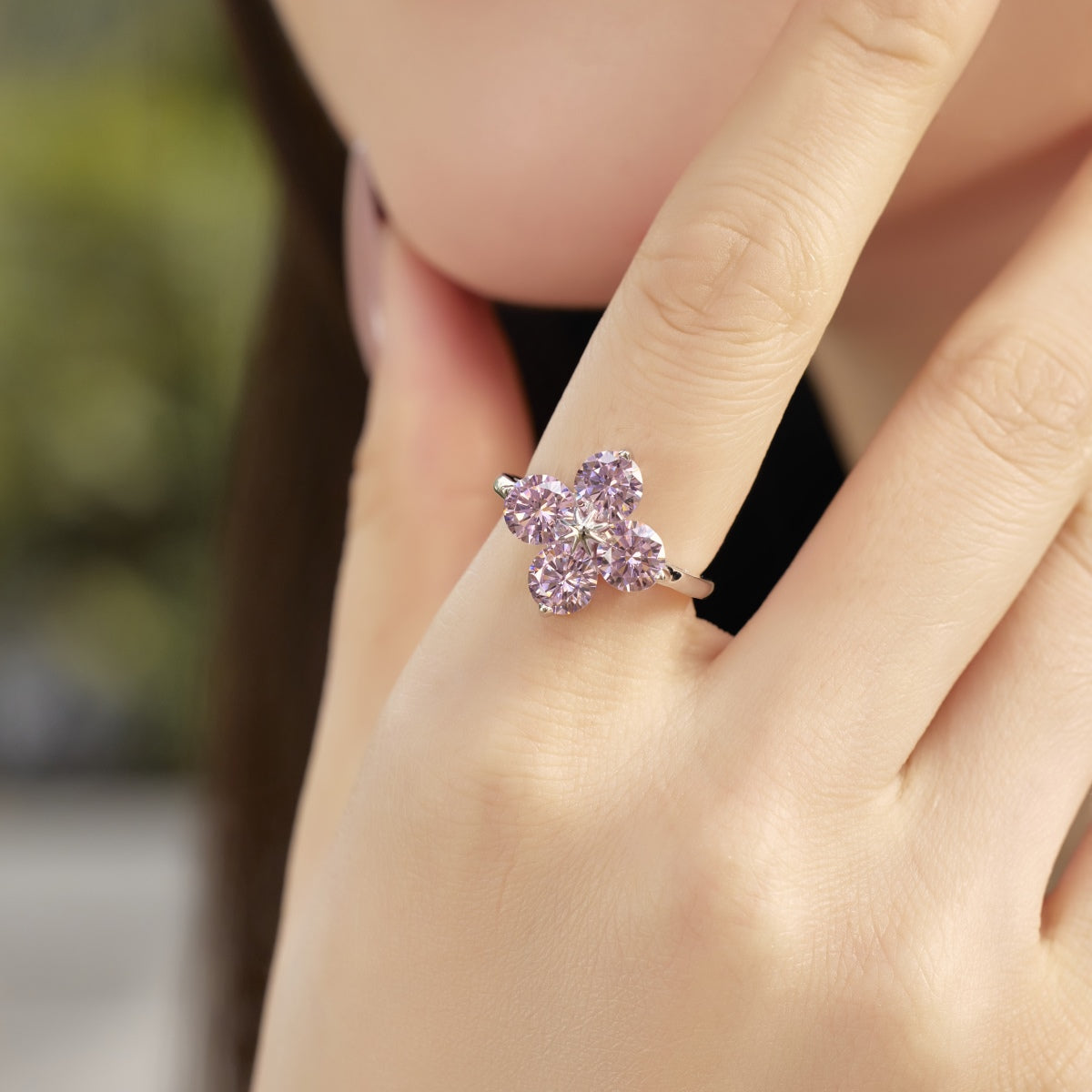 [Elitejewels]Four-Leaf Clover Eight-Pointed Star Ring