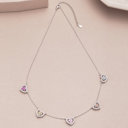 [Elitejewels]Sparkling Five Heart Necklace