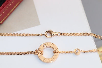 [Elitejewels]LOVE NECKLACE ADJUSTABLE ROSE GOLD 2 DIAMOND