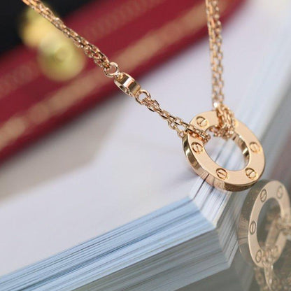 [Elitejewels]LOVE NECKLACE ADJUSTABLE ROSE GOLD 2 DIAMOND