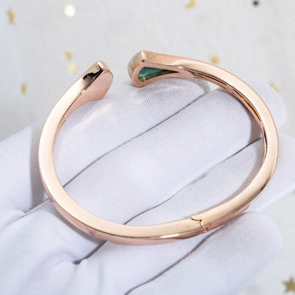 [Elitejewels]DREAM BRACELET OPEN MALACHITE PINK GOLD