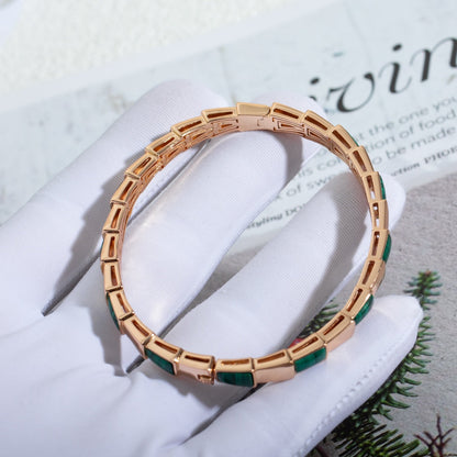 [Elitejewels]SERPENTI BRACELET PINK GOLD MALACHITE