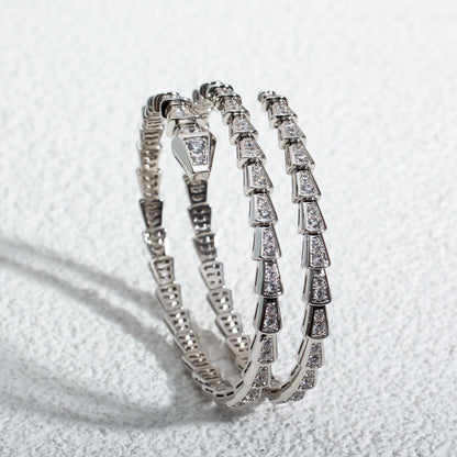 [Elitejewels]SERPENTI BRACELET SILVER DIAMOND DOUBLE ROW