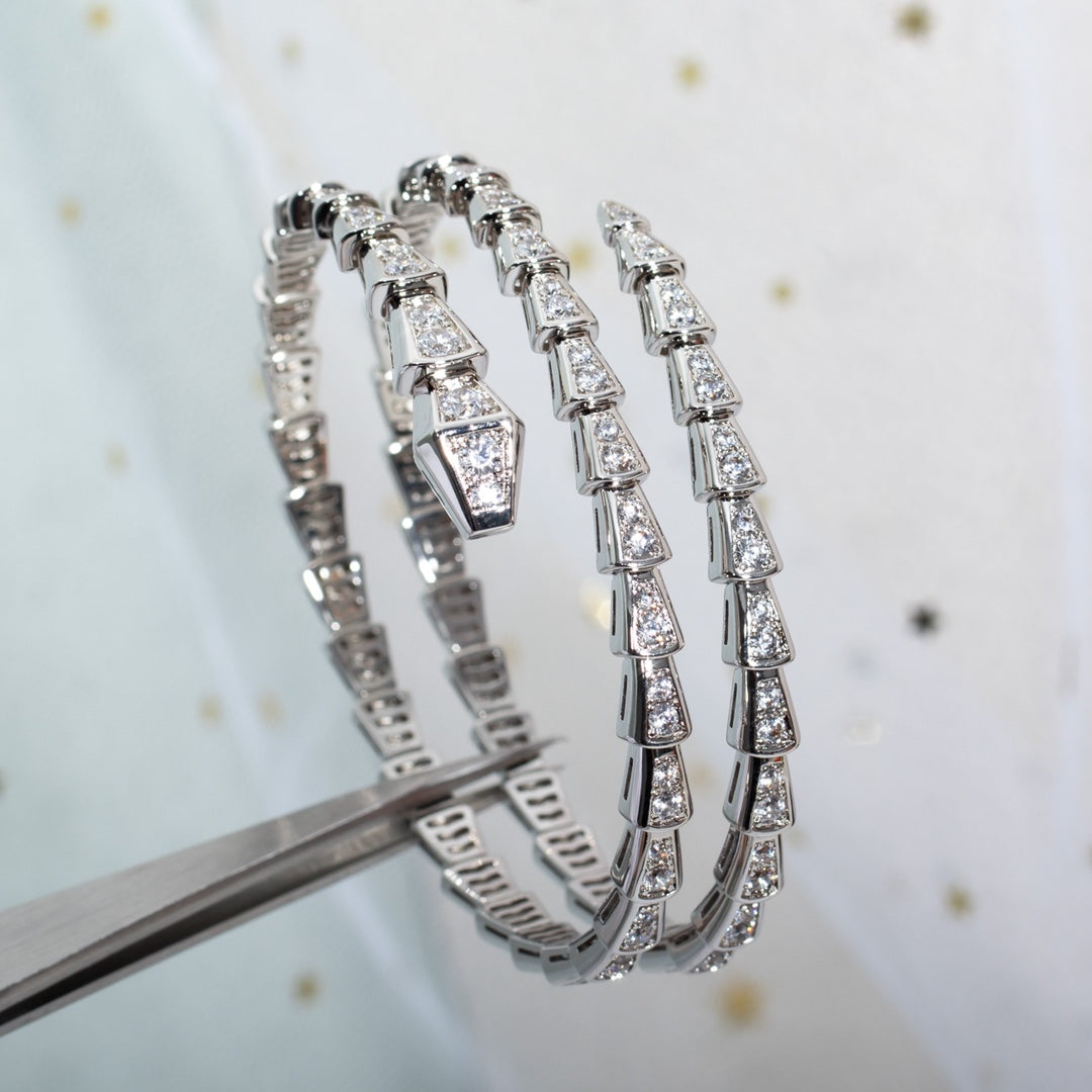 [Elitejewels]SERPENTI BRACELET SILVER DIAMOND DOUBLE ROW