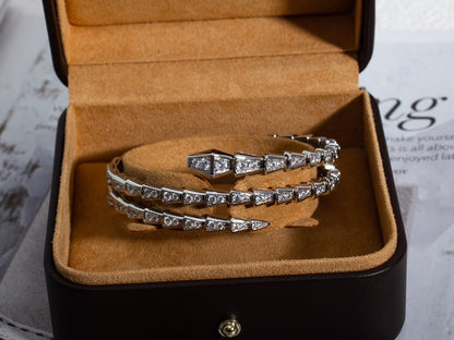 [Elitejewels]SERPENTI BRACELET SILVER DIAMOND DOUBLE ROW