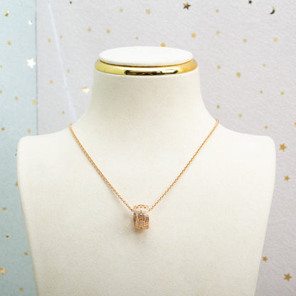 [Elitejewels]PARENTESI NECKLACE PINK GOLD DIAMOND