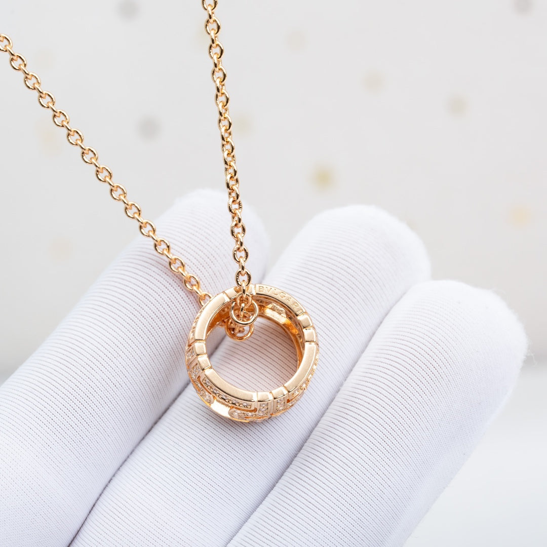 [Elitejewels]PARENTESI NECKLACE PINK GOLD DIAMOND