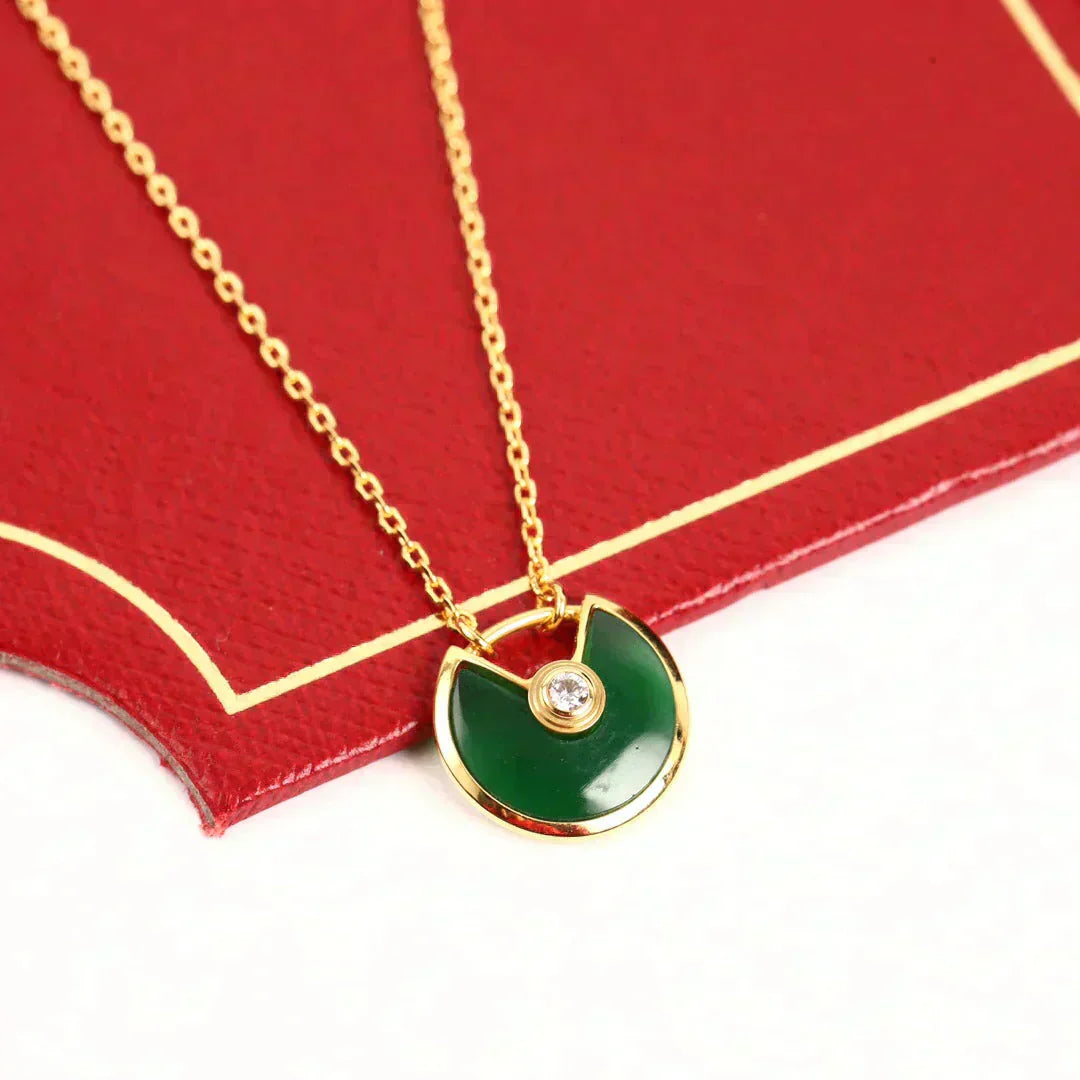 [Elitejewels]AMULETTE GOLD MALACHITE NECKLACE