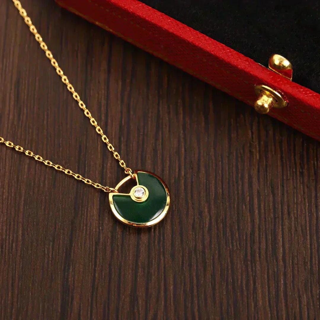 [Elitejewels]AMULETTE GOLD MALACHITE NECKLACE