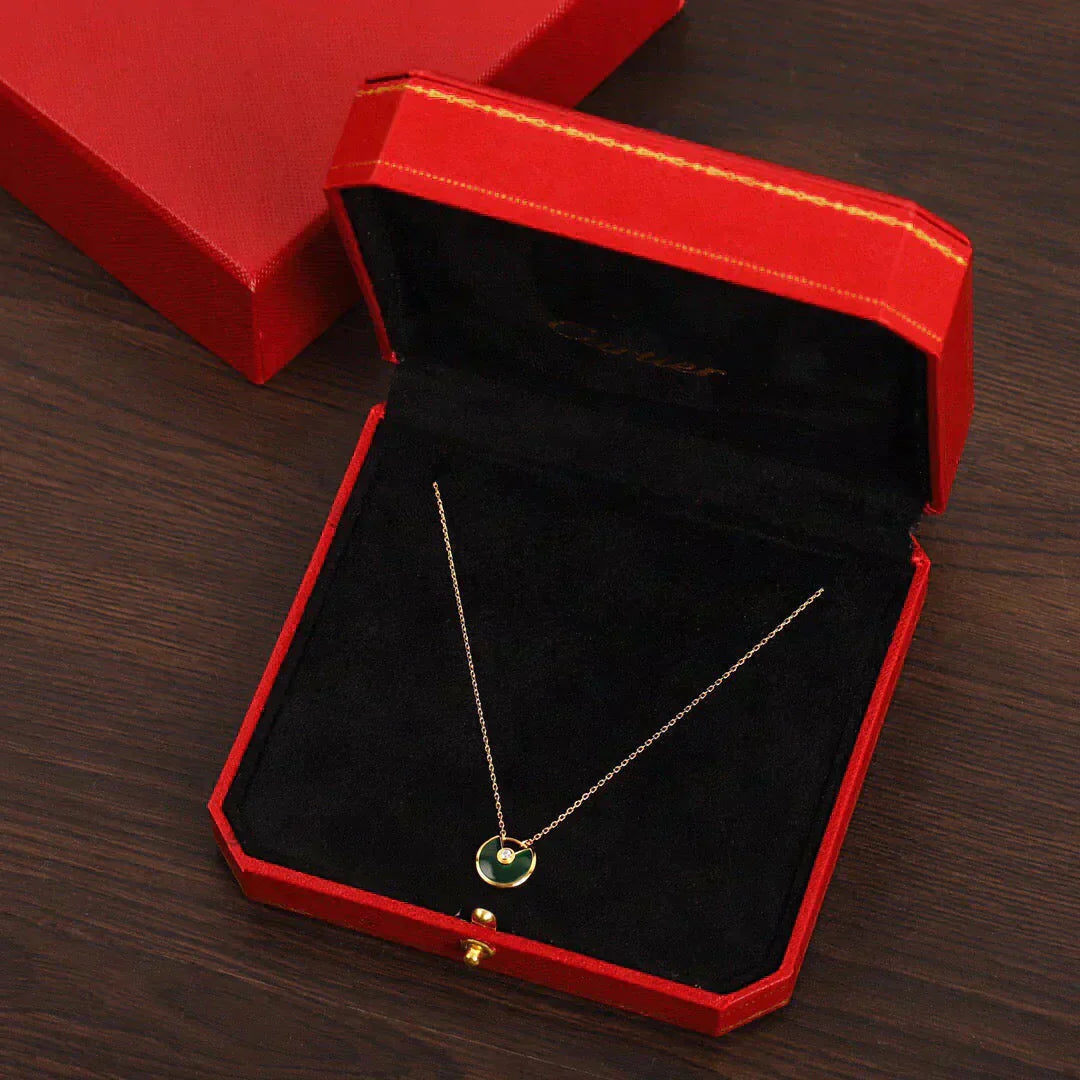 [Elitejewels]AMULETTE GOLD MALACHITE NECKLACE