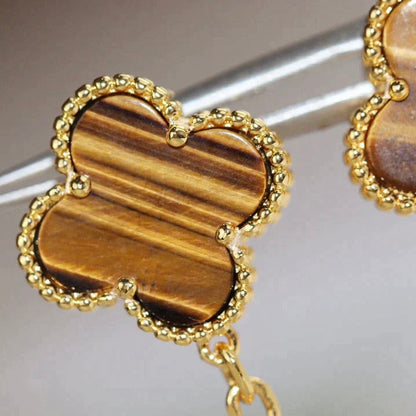 [Elitejewels]CLOVER  2 MOTIF  TIGER EYE CARNELIAN EARRINGS