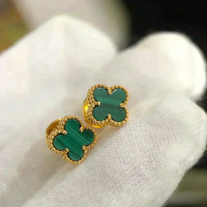 [Elitejewels]CLOVER MINI 9.5MM MALACHITE  EARRINGS