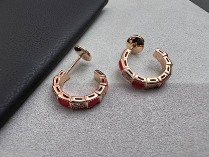 [Elitejewels]SERPENTI CARNELIAN PINK GOLD EARRINGS