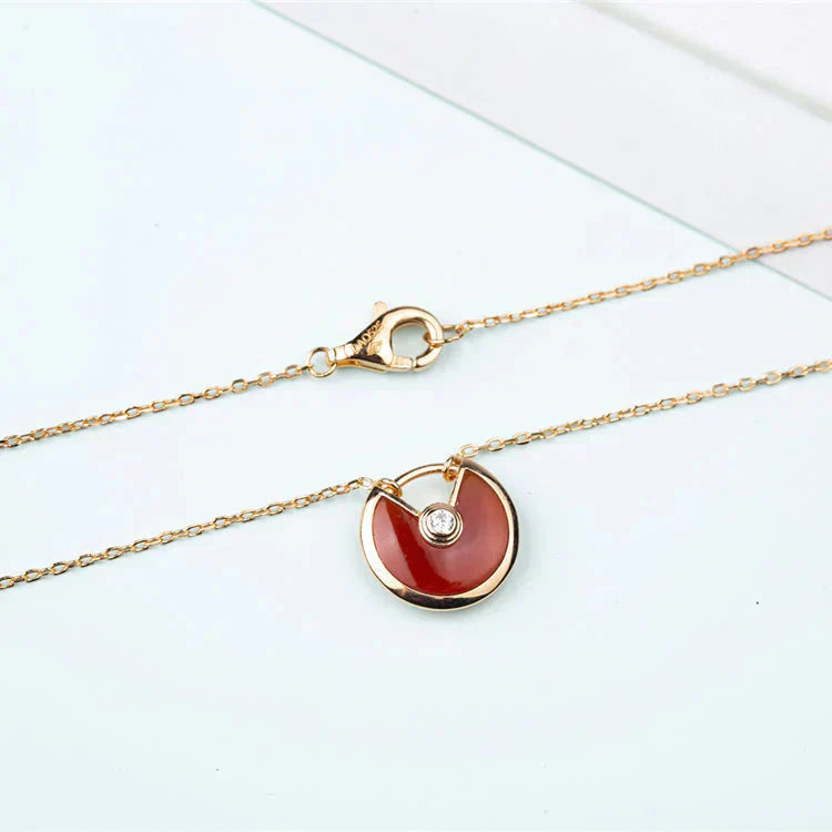 [Elitejewels]AMULETTE GOLD CARNELIAN ONYX NECKLACE