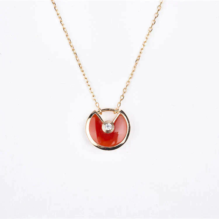 [Elitejewels]AMULETTE GOLD CARNELIAN ONYX NECKLACE