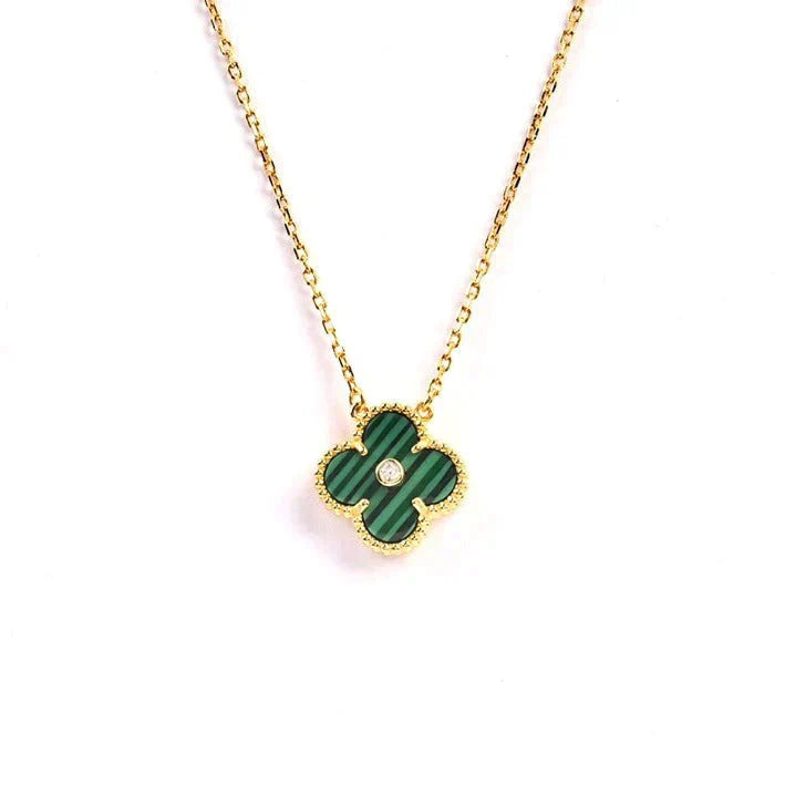 [Elitejewels]CLOVER 15MM DIAMOND TURQUOISE NECKLACE