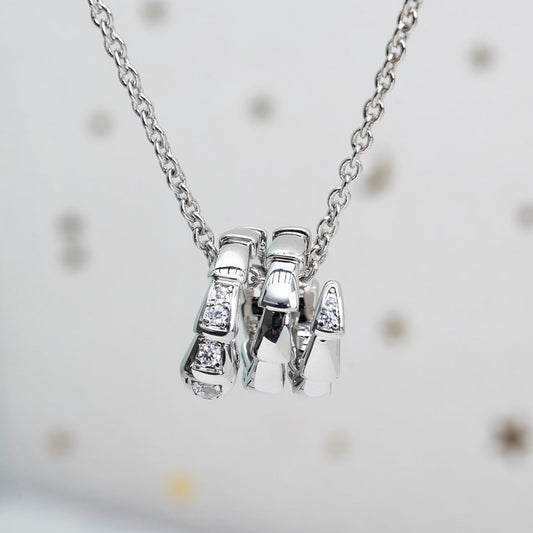 [Elitejewels]SERPENTI SILVER NECKLACE DIAMOND