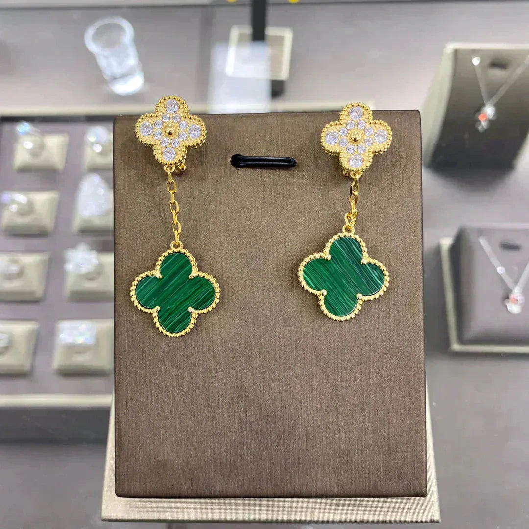 [Elitejewels]CLOVER  2 MOTIFS  DIAMOND  EARRINGS (MULTIPLE CHOICESç´