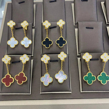 [Elitejewels]CLOVER  2 MOTIFS  DIAMOND  EARRINGS (MULTIPLE CHOICESç´