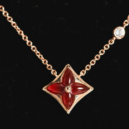 [Elitejewels]STAR NECKLACE PINK GOLD 1 DIAMOND