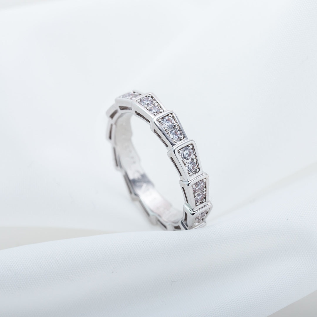 [Elitejewels]SERPENTI RING SILVER DIAMOND PAVED 3MM