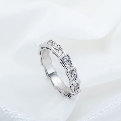 [Elitejewels]SERPENTI RING SILVER DIAMOND PAVED 3MM