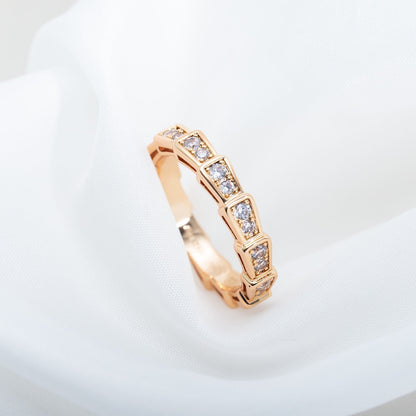 [Elitejewels]SERPENTI RING PINK GOLD DIAMOND PAVED 3MM