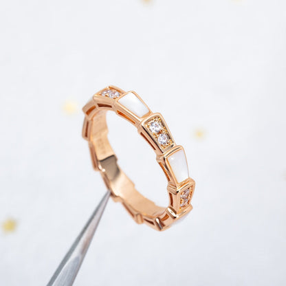 [Elitejewels]SERPENTI RING PINK GOLD DIAMOND MOP 3MM